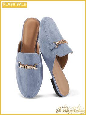 Faux Suede Slip On Mules Comfortable Cushioned Round Toe Low Heel Women Shoes